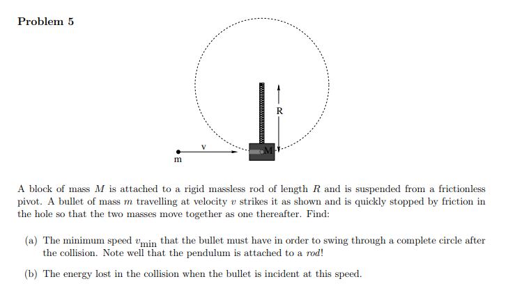 Solved Problem 5 m A block of mass M is attached to a rigid | Chegg.com