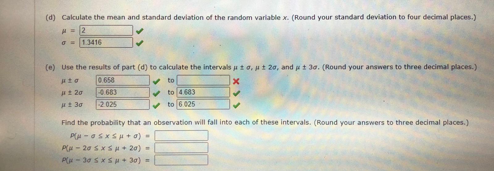 Solved (d) Calculate the mean and standard deviation of the | Chegg.com