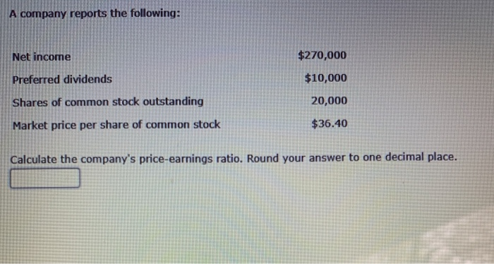 Solved A Company Reports The Following: Net Income Preferred | Chegg.com