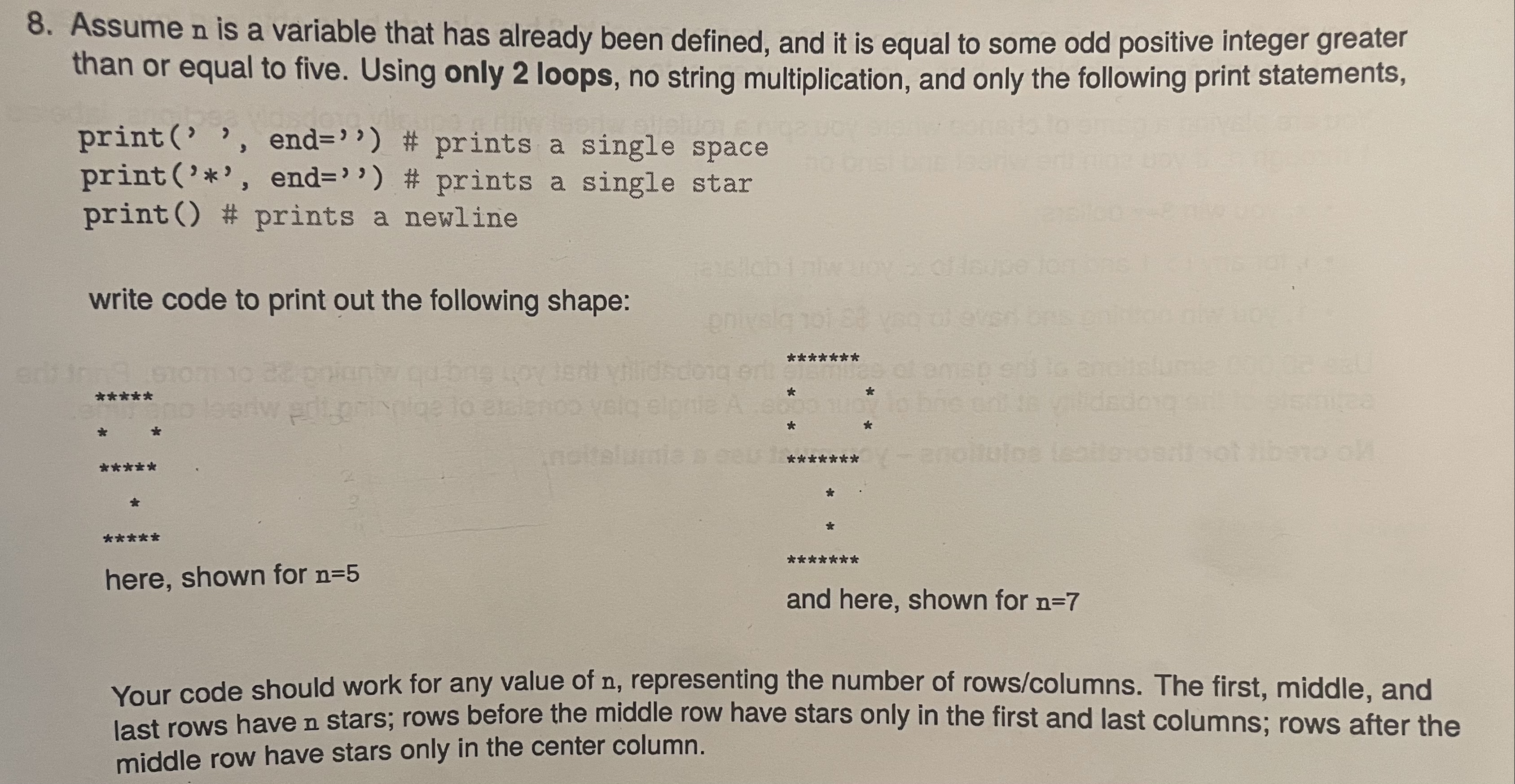 Solved 8. Assume n is a variable that has already been | Chegg.com