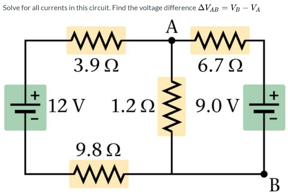 Solved Solve for all currents in this circuit. Find the | Chegg.com