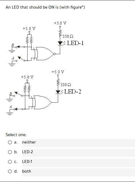 Solved An LED that should be ON is (with figure*) +5.0 V | Chegg.com