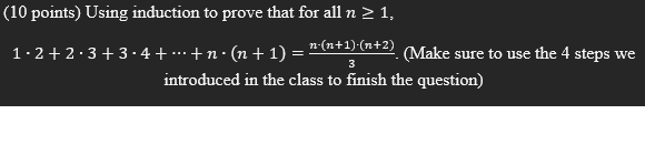 Solved (10 Points) Using Induction To Prove That For All 