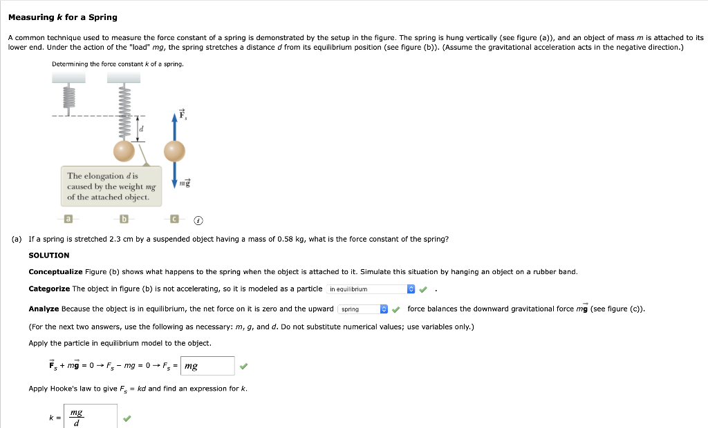 Solved Measuring k for a Spring A common technique used to