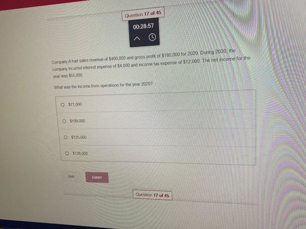 Solved Question 17 of 45 00:28:57 Company A had sales | Chegg.com