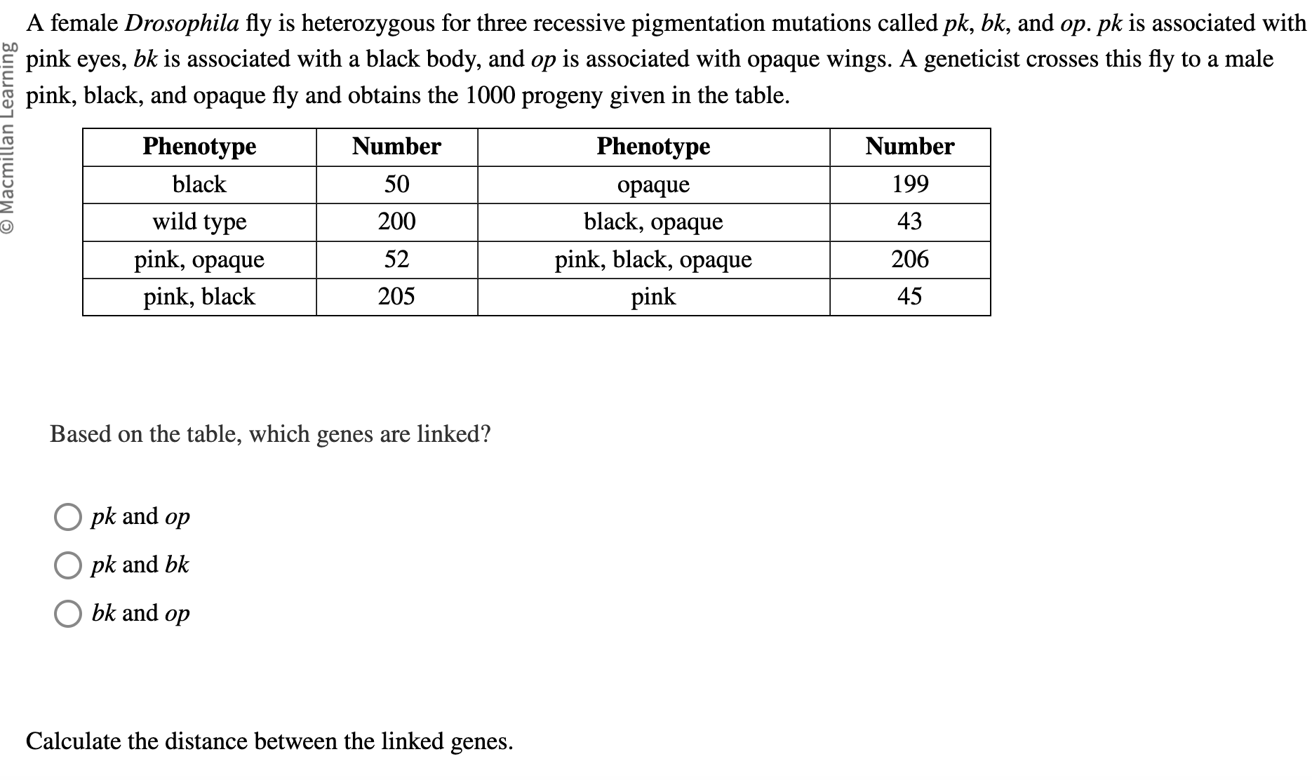A female Drosophila fly is heterozygous for three