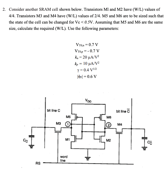 Solved Consider Another SRAM Cell Shown Below. Transistors | Chegg.com