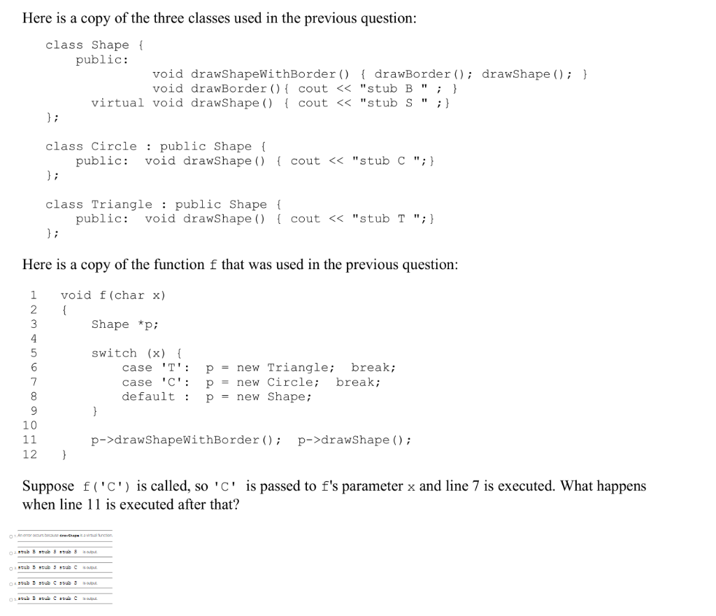 Solved Here is a copy of the three classes used in the | Chegg.com