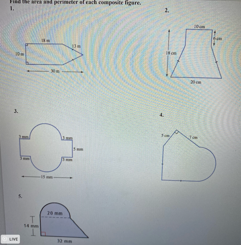 Solved Find the area and perimeter of each composite figure.