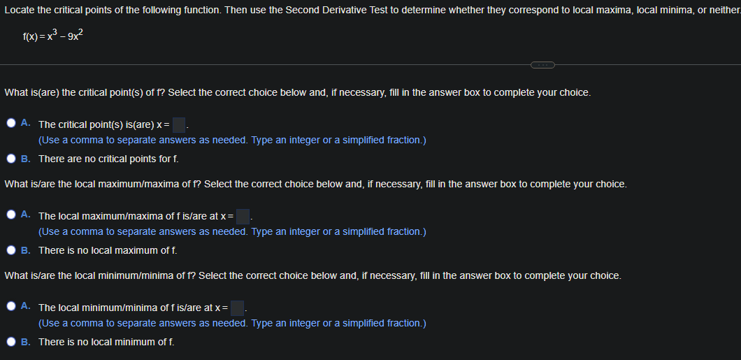 Solved Locate the critical points of the following function. | Chegg.com