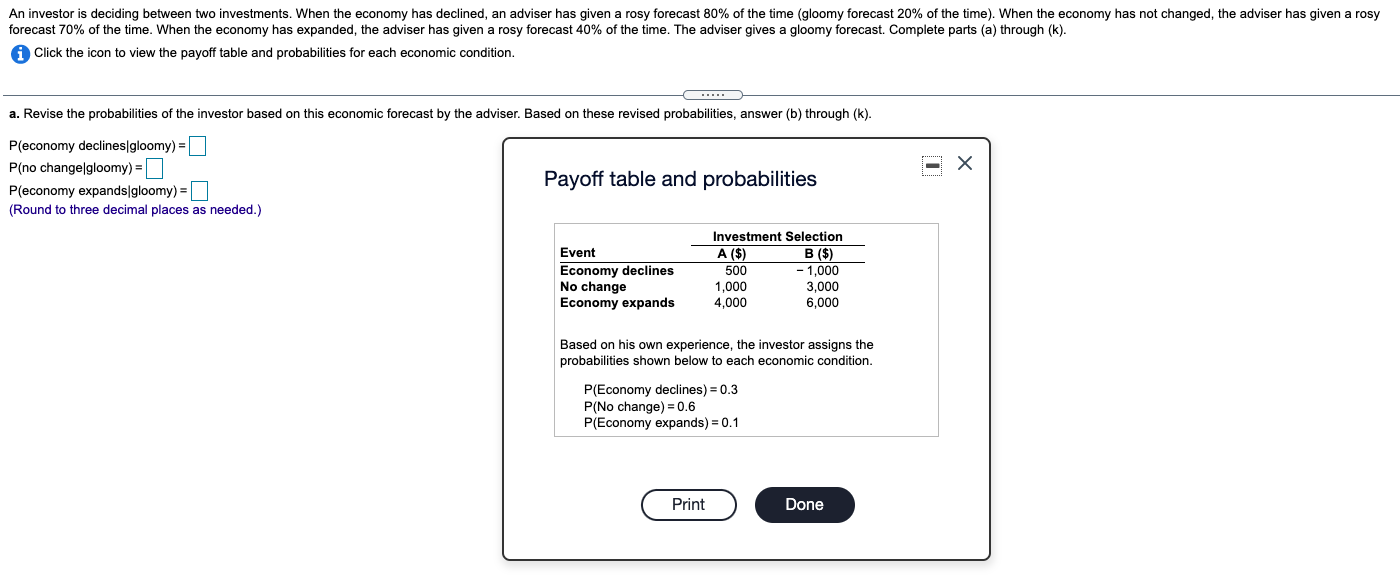 Solved An investor is deciding between two investments. When | Chegg.com