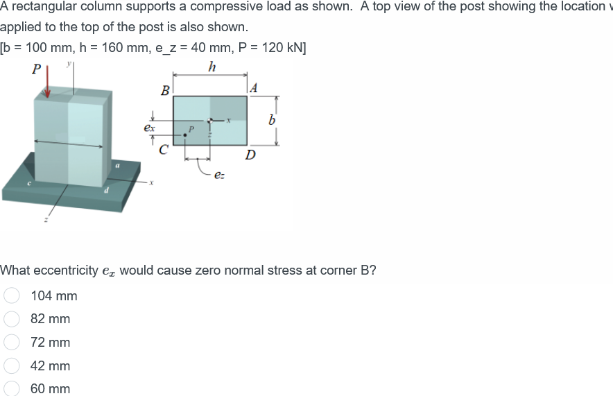 Solved A rectangular column supports a compressive load as | Chegg.com