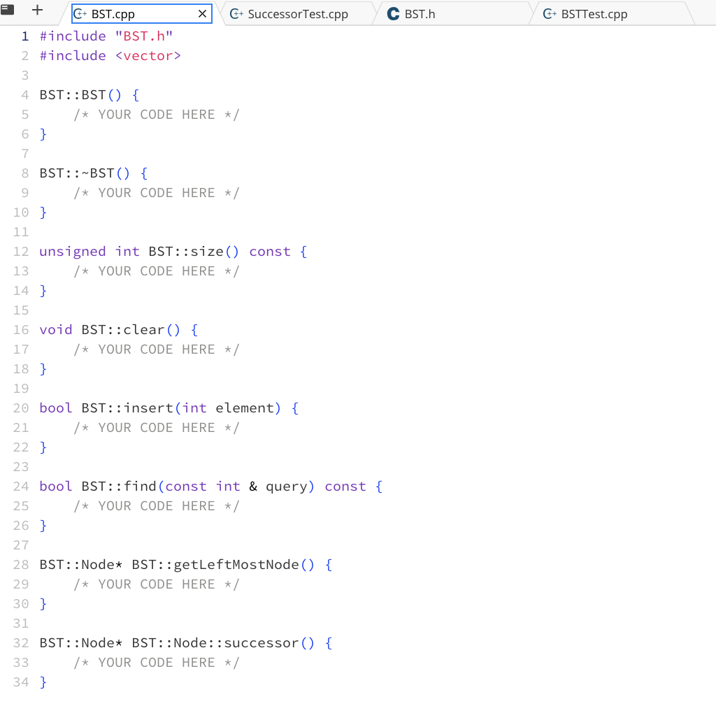 Solved BST.h C+ BSTTest.cpp