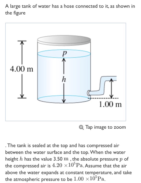 Solved A large tank of water has a hose connected to it, as | Chegg.com