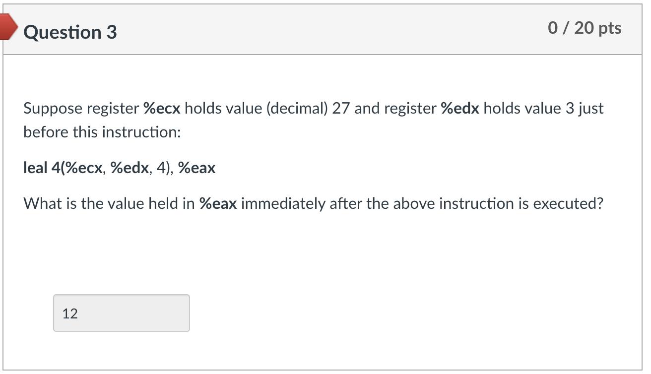 Solved Suppose register \ecx holds value (decimal) 27 and