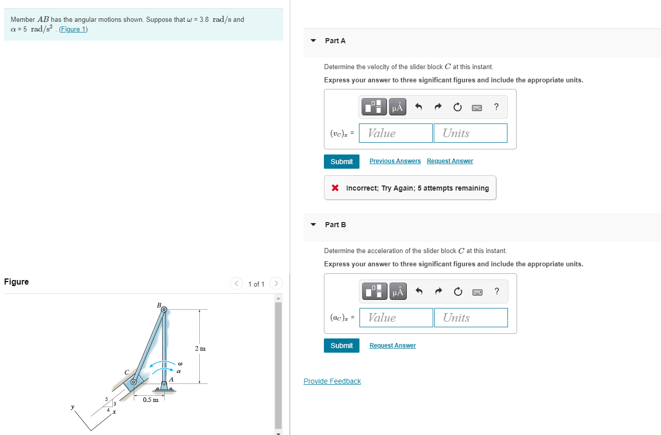 Solved Member AB has the angular motions shown. Suppose that | Chegg.com