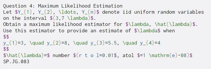 Solved Question 4: Maximum Likelihood Estimation Let $Y_{1}, | Chegg.com