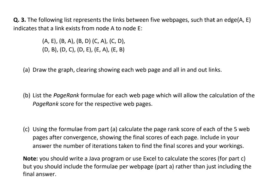 Solved Q. 3. ﻿The following list represents the links | Chegg.com
