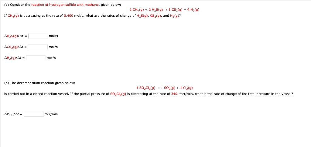 Solved (a) Consider the reaction of hydrogen sulfide with | Chegg.com