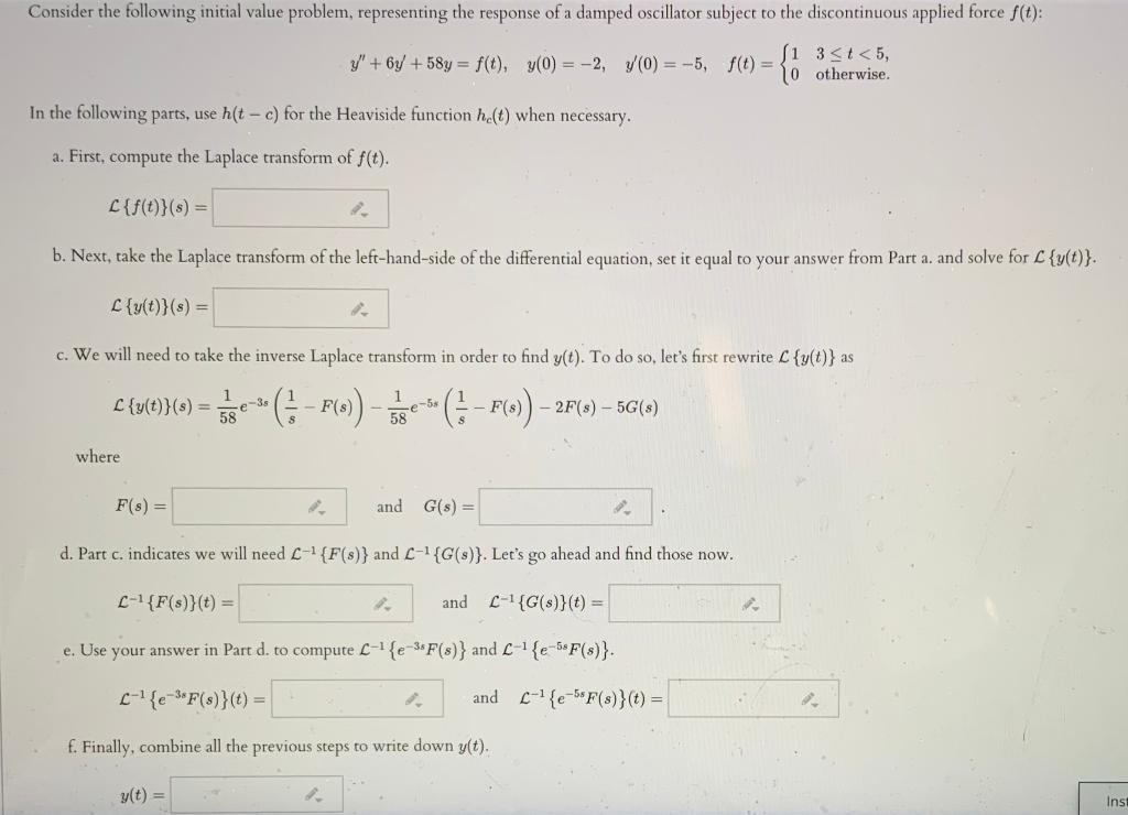Solved Consider the following initial value problem, | Chegg.com