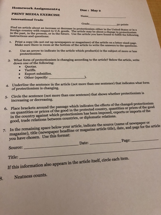 Solved Homework Assignment 4 PRINT MEDIA EXERCISE Chegg