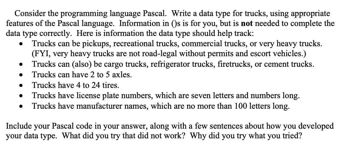 Solved Consider the programming language Pascal. Write a | Chegg.com