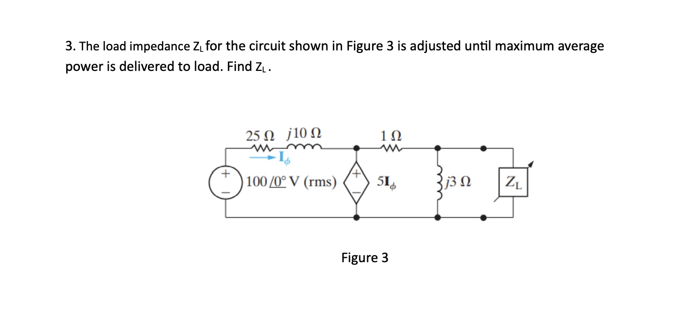 Solved 3. The load impedance Zl for the circuit shown in | Chegg.com