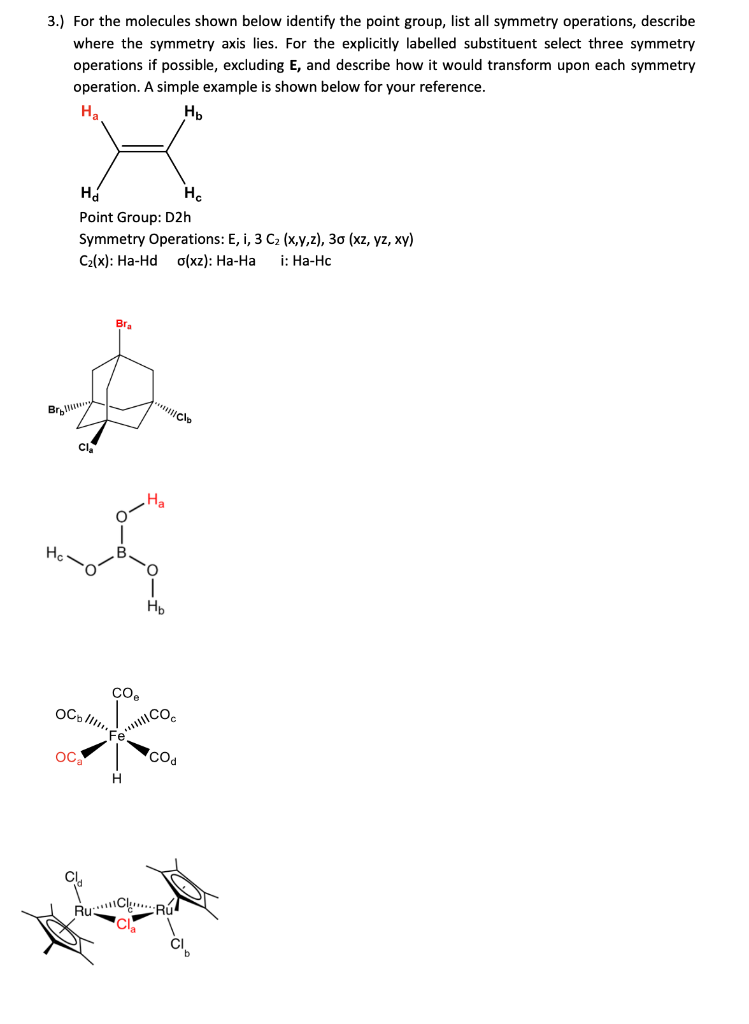 3.) For the molecules shown below identify the point | Chegg.com