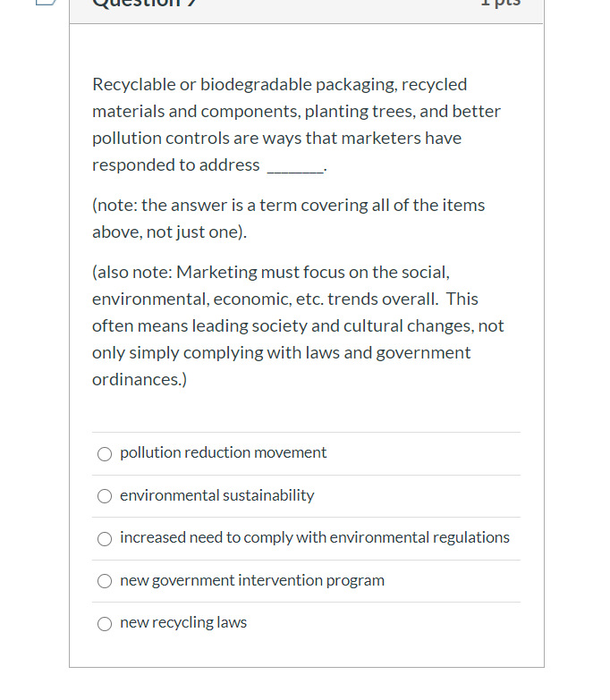 Solved ) Recyclable or biodegradable packaging, recycled | Chegg.com