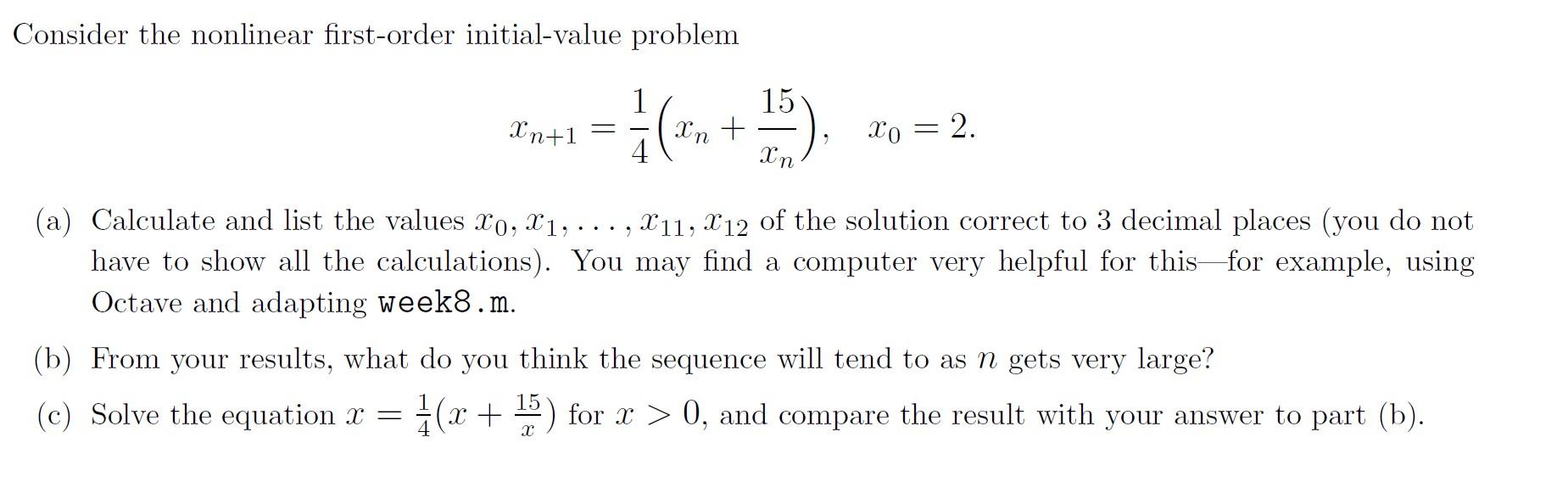 Solved Consider the nonlinear first-order initial-value | Chegg.com