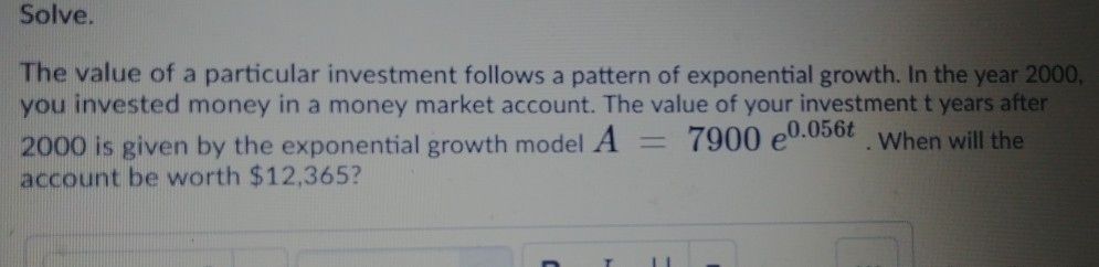 Solved Solve. The value of a particular investment follows a | Chegg.com