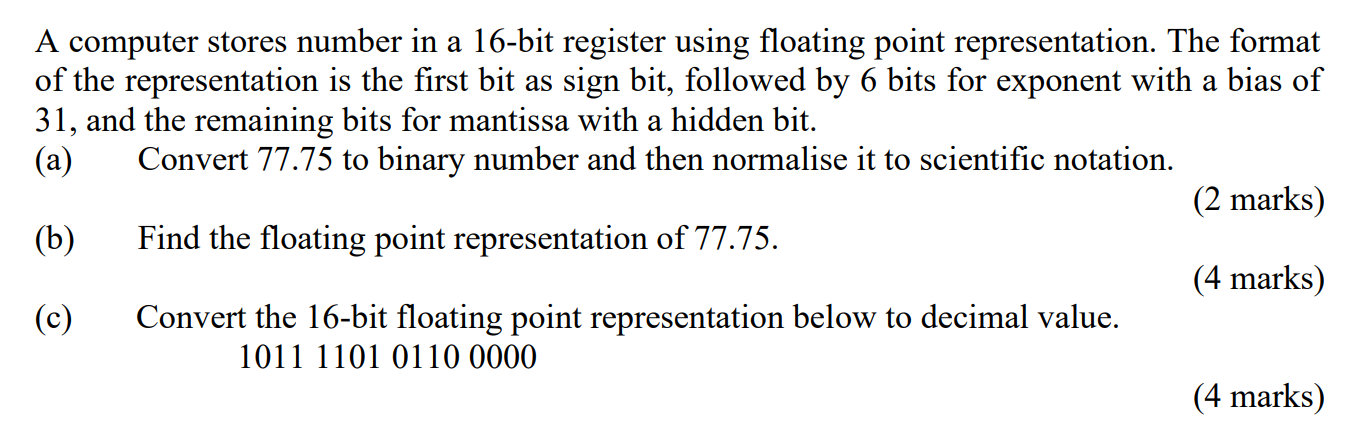 Solved A computer stores number in a 16-bit register using | Chegg.com