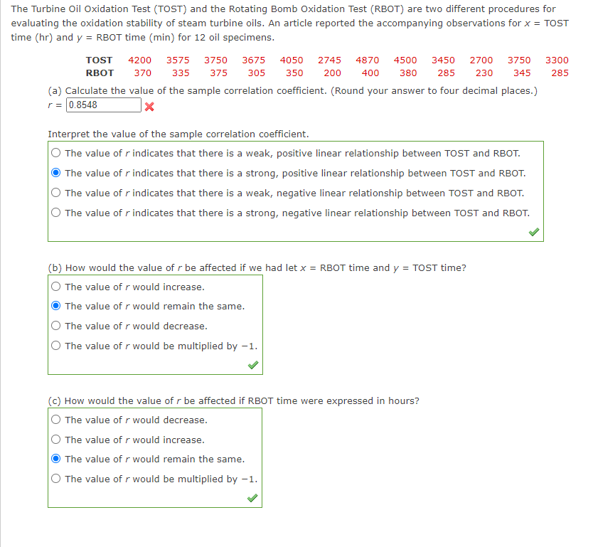 Solved The Turbine Oil Oxidation Test (TOST) and the | Chegg.com