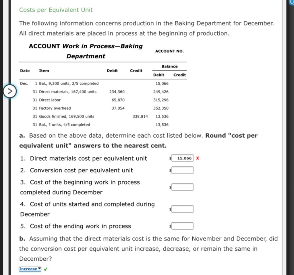 Solved Costs Per Equivalent Unit The Following Information | Chegg.com