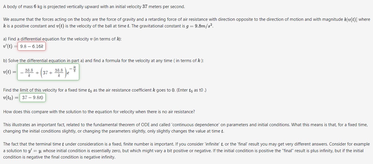 Solved A Body Of Mass 6 Kg Is Projected Vertically Upward | Chegg.com