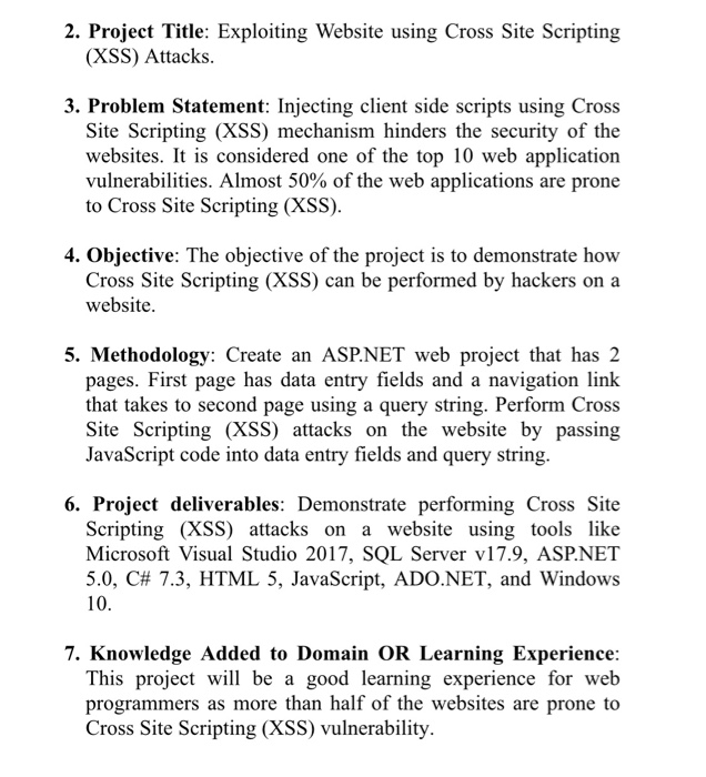 (Solved) : 2 Project Title Exploiting Website Using Cross Site ...