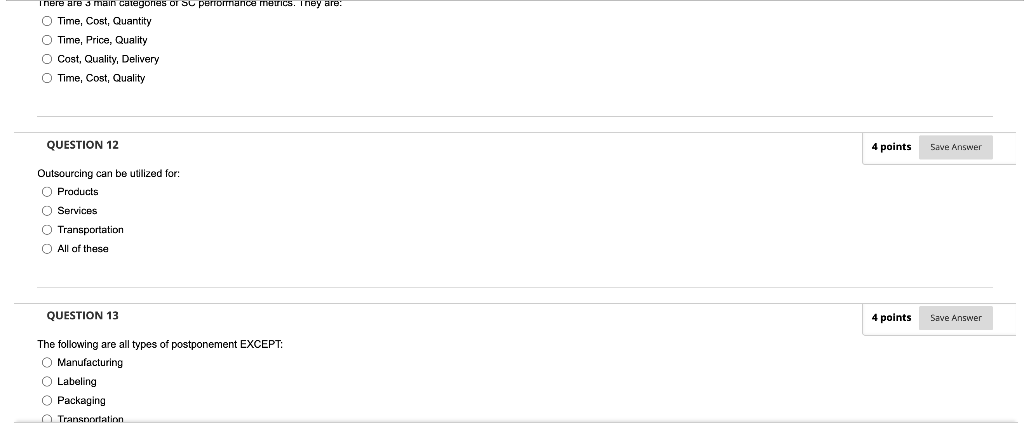 Solved Time, Cost, Quantity Time, Price, Quality Cost, | Chegg.com