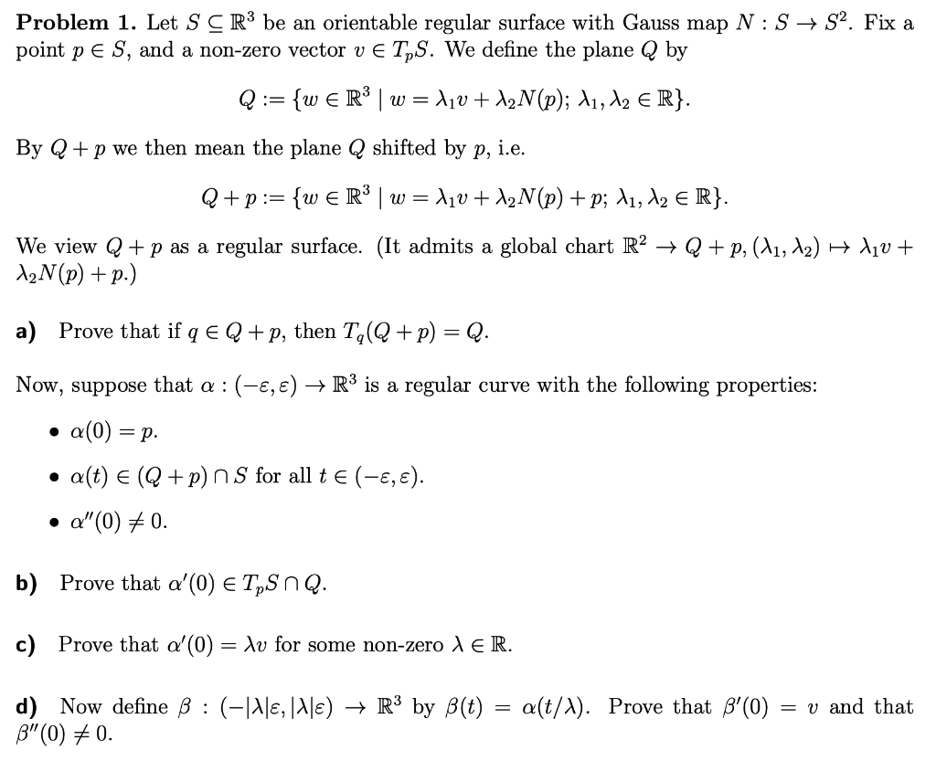 Problem 1 Let S Cr3 Be An Orientable Regular Surf Chegg Com