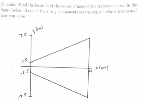Solved (8 ﻿points) ﻿Find the location of the center of mass | Chegg.com