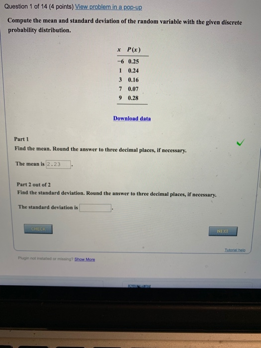 Solved Question 1 of 14 (4 points) View problem in a pop-Up | Chegg.com