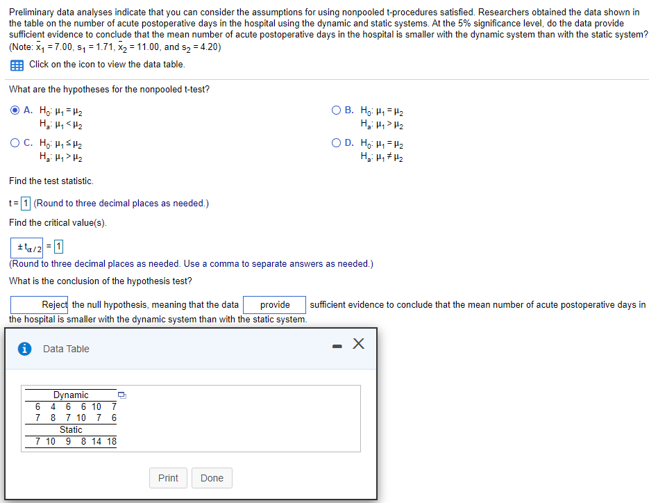 Solved Preliminary data analyses indicate that you can | Chegg.com