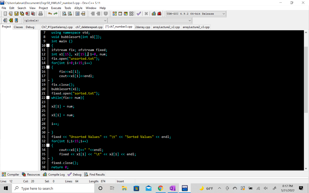 Solved Write a program to read 15 values from a data file | Chegg.com