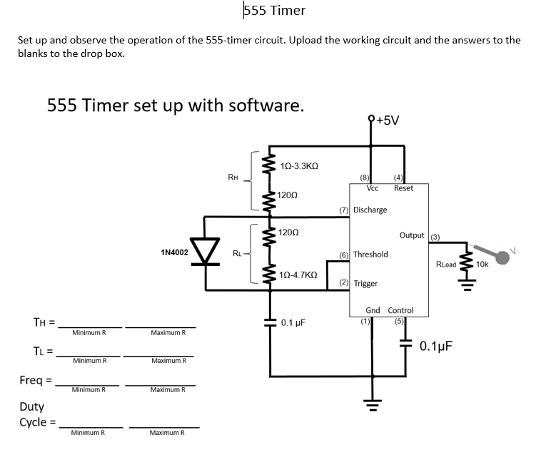 Solved Set up and observe the operation of the 555 -timer | Chegg.com
