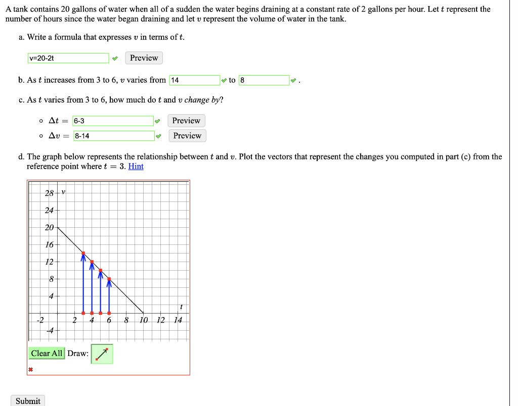 Solved A tank contains 20 gallons of water when all of a