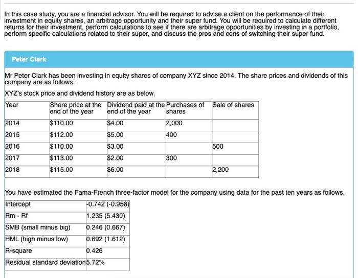 In This Case Study, You Are A Financial Advisor. You | Chegg.com