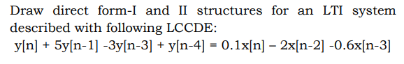 Solved Draw direct form-I and II structures for an LTI | Chegg.com