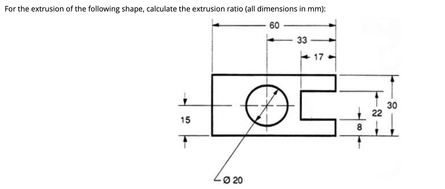 Solved For the extrusion of the following shape, calculate