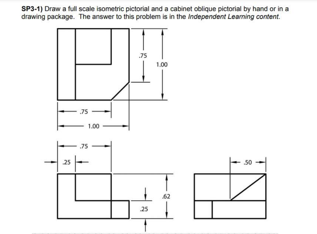 Solved SP3-1) Draw a full scale isometric pictorial and a | Chegg.com