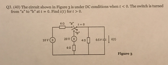 Solved Q3. (40) The circuit shown in Figure 3 is under DC | Chegg.com