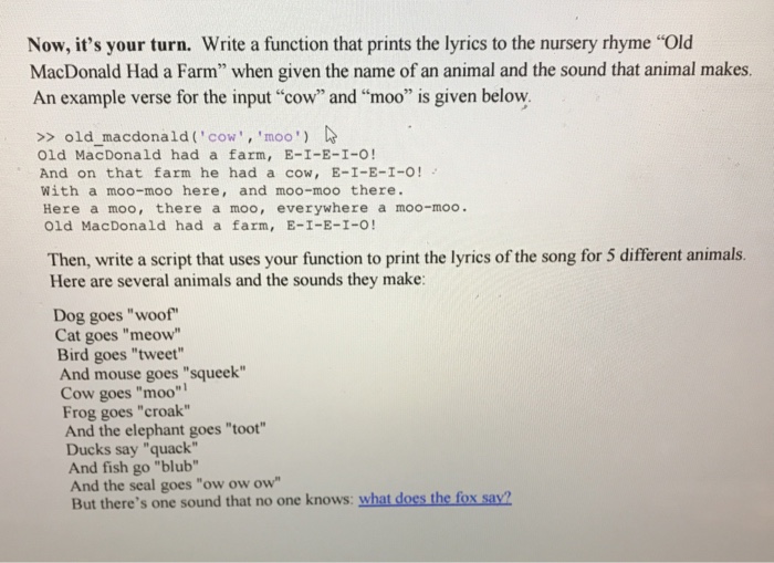 Solved Now, it's your turn. Write a function that prints the | Chegg.com